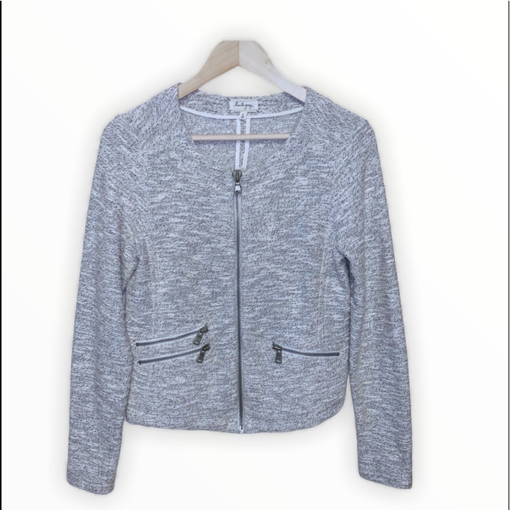 EUC Lou & Grey Metallic Tweed Zippered Jacket